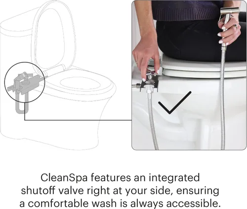 Vista 4 de Brondell MBH-40-S CleanSpa Accesorio de bidé de mano de lujo para inodoro con funda de acero inoxidable y válvula de cierre integrada, opciones