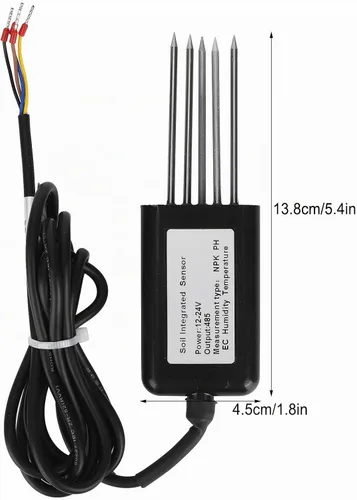 Vista 8 de Sensor de suelo, sonda de sensor integral de 5 pines, para suelo + NPK + temperatura y humedad + detección de conductividad, para varios suelos