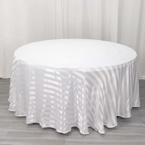 Vista 15 de Efavormart - Mantel redondo de satén a rayas blancas y negras de 120 pulgadas sin costuras para decoración de bodas, fiestas, eventos Negro