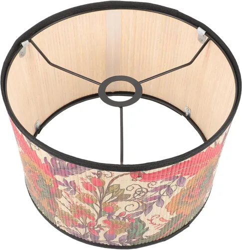 Vista 7 de Uonlytech Pantalla tejida de bambú de 11.81 pulgadas, pantalla de lámpara de mesa impresa para dormitorio, comedor, decoración de reemplazo