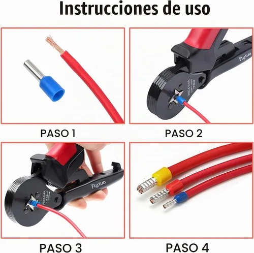 Vista 5 de Herramienta de crimpado de virola de alambre para AWG28-10, mini HSC8 6-4A autoajustable con trinquete para terminales de cables y fundas