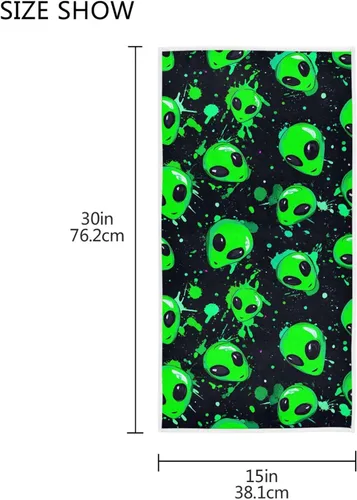 Vista 3 de Pfrewn Toallas de baño de mano con garabatos de color verde alienígena, suaves y absorbentes, para colgar en la cocina, toalla de cocina
