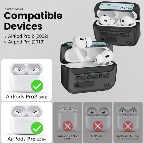 Vista 3 de Funda para AirPods Pro 2 con bloqueo de seguridad, color negro negro (C-BLACK)