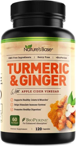 Vista 9 de Curcumina con jengibre y vinagre de sidra de manzana, pimienta negra BioPerine, 95 % curcuminoides, apoyo natural para las articulaciones e
