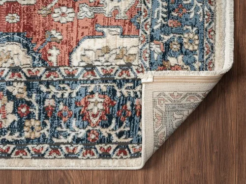Vista 6 de Abani Savoy Collection - Alfombra de área, diseño vintage rojo y crema, 4 x 6 pies, fácil de limpiar, duradera para niños y mascotas, no desprende