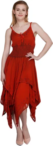Vista 2 de Wevez Vestido bordado con tirantes delgados para mujer