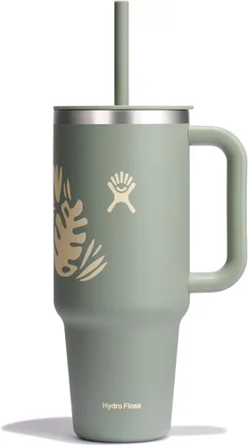 Vista 71 de Hydro Flask Vaso de Viaje con Asa, Tapa y Pajita - Acero Inoxidable Aislado en 24 Oz Aloe