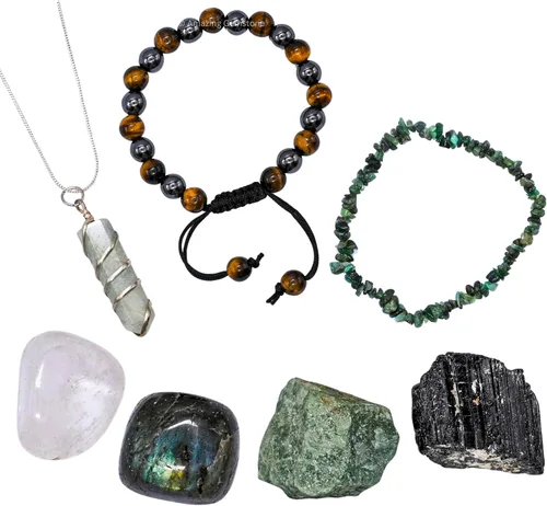 Vista 17 de Amazing Gemstone Aquarius Gifts - Kit de cristal del zodiaco para mujeres y hombres, juego de piedras curativas de lepidolita, pulseras de granate
