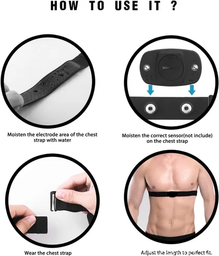 Vista 6 de Comfortable Replacement Strap Elastic Silicone Chest Strap Adjustable Length Silicone Texture for Training Monitors Heart Rate Monitor Belt