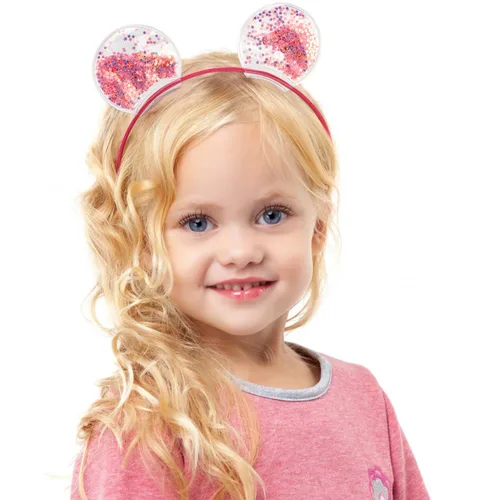 Vista 5 de Chanaco Diadema de orejas de gato, 5 unidades, diademas rosas para niñas pequeñas, diadema con lentejuelas con purpurina, linda diadema para niños