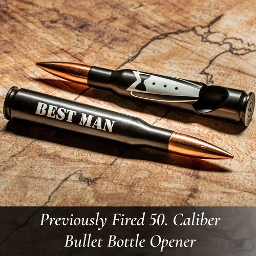 Vista 3 de Regalos para el mejor hombre para boda – Grabado 'BEST MAN' 50 Cal abrebotellas I Best Man Propuesta regalo I Will You Be my Best Man Gifts