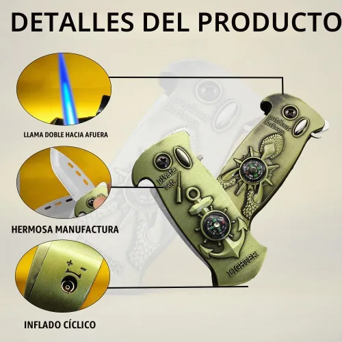 Vista 4 de Fun Compass - Encendedor multifuncional a prueba de viento, encendedor creativo de paso, encendedor de butano recargable, inflable, fresco, regalo