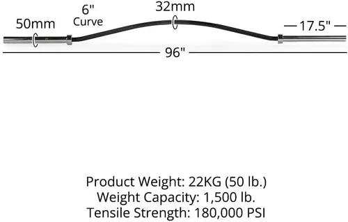 Vista 2 de Titan Fitness Barra eléctrica Yukon de óxido negro, barra olímpica de 96 pulgadas con curvatura de 6 pulgadas para mayor comodidad durante
