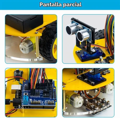 Vista 5 de LAFVIN Kit de coche robot inteligente incluye sensor ultrasónico, placa R3 compatible con Arduino IDE con tutorial