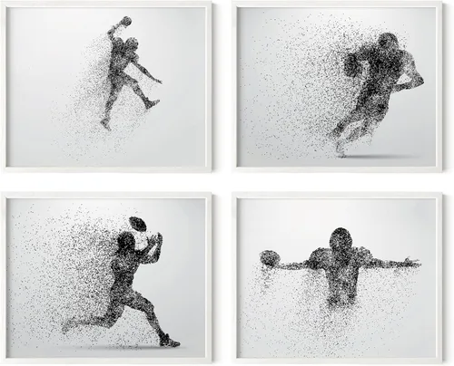 Vista 37 de Impresiones artísticas de fútbol americano para pared, juego de 5 (8x10) carteles de fútbol americano sin marco, decoración de sala de fútbol Niños