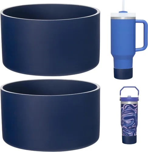 Vista 13 de Paquete de 2 botas de silicona para Stanley Cup de 30 oz y 40 onzas, protector inferior antideslizante y reductor de ruido, cubierta base de vaso