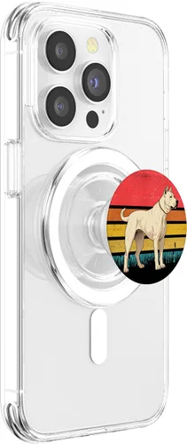 Vista 3 de Dogo Argentino Sunset Retro Dog Diseño Vintage Mom Dad Kids PopSockets MagSafe PopGrip para iPhone