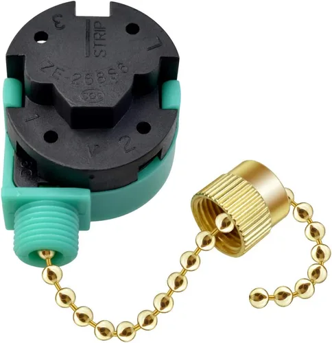 Vista 4 de Topbuti Zing Ear ZE-268S6 - Juego de 3 interruptores de ventilador de techo de 3 velocidades y 4 cables, interruptor de cadena de repuesto