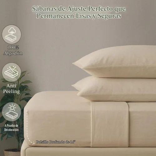 Vista 4 de Threadmill - Sábanas de algodón de lujo para hotel, tamaño King, 100% algodón, 500 hilos con bolsillo profundo, ajuste cómodo, suaves y frescas