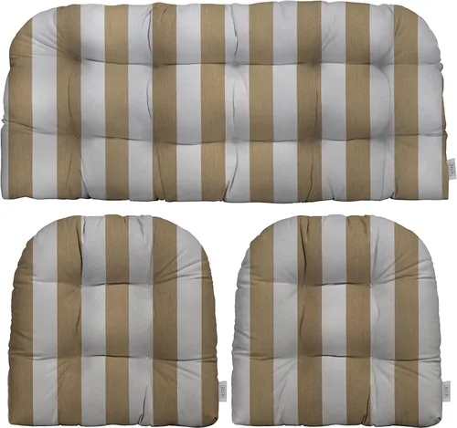 Vista 42 de RSH DECOR: Sunbrella - Juego de 3 cojines de mimbre copetudos 41 x 19 pulgadas y 19 x 19 pulgadas Fabricado con tela de rendimiento Sunbrella