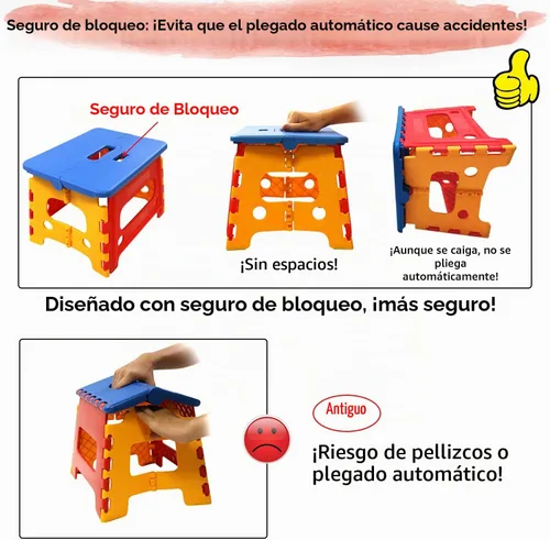 Vista 2 de Taburete plegable para niños pequeños lavabo de baño – Bloqueo de seguridad a estable (1 paquete = rojo + azul)