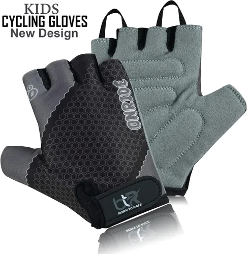 Vista 2 de Guantes de ciclismo para niños con agarre mejorado, acolchado de seguridad para niños, diseño transpirable y duradero, para niños y niñas, de 3 a 12