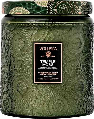Vista 21 de Vela en frasco de vidrio grande de enebro francés y lavanda, 100 horas, 16 oz, Voluspa Coconut Wax Blend in Decorative Glass, Clean Even Burn, USA