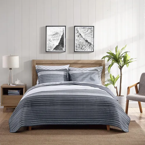 Vista 9 de Nautica - Juego de edredón individual, ropa de cama reversible de algodón con funda a juego, elementos esenciales para dormitorio