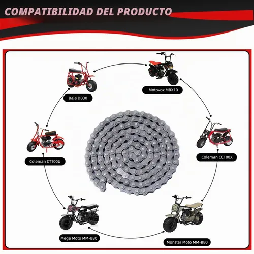 Vista 2 de KAMIER #35 140 Eslabones Cadena de Rodillos de Transmisión para Coleman CT100U CC100X RB100 Baja Doodle Bug DB30 Mega Monster Moto MM-B80 MM-B105