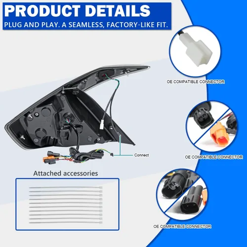 Vista 4 de SPEC-D TUNING Luces traseras brillantes de humo negro con barras LED rojas, señal de giro LED secuencial y animación de inicio compatible con Honda