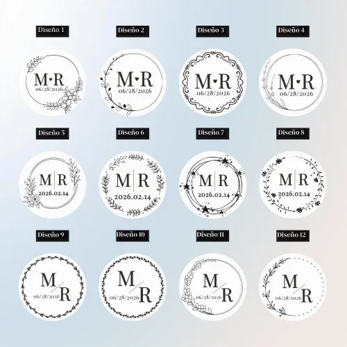 Vista 2 de Pegatinas de boda personalizadas Pegatinas de sobres personalizadas