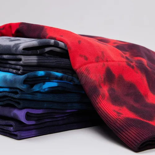 Vista 5 de VOYJOY - Leggings sin costuras de teñido anudado para mujer, pantalones de yoga de cintura alta, mallas elásticas con levantamiento de glúteos