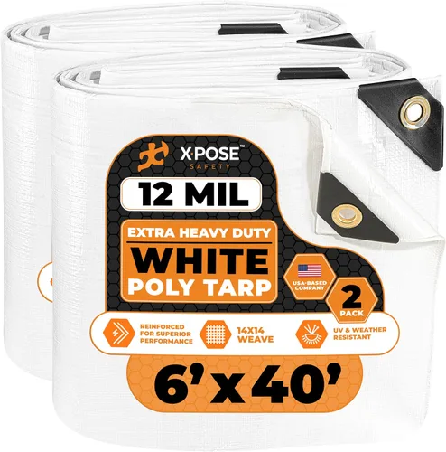 Vista 59 de Xpose Safety Lona protectora de polietileno plateado resistente de 5 x 7 pies - Funda protectora multiusos - Duradera, resistente al agua