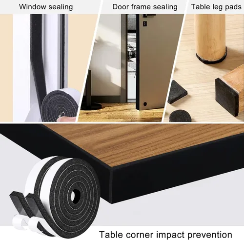 Vista 6 de Cinta aislante de espuma autoadhesiva Storystore, resistente a la intemperie de 1 x 1/8 x 16,5 pies para puertas y ventanas, sello de puerta a