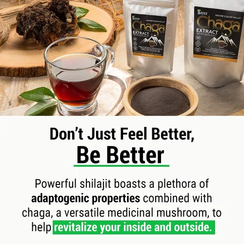 Vista 5 de Sayan Suplementos Chaga + Shilajit - Extracto de Chaga + polvo de Shilajit (4 onzas), trozos crudos de chaga (1 libra), tabletas de Shilajit