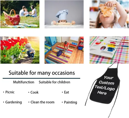 Vista 4 de Delantal personalizado para cocinar, hornear, delantales personalizados para niñas y niños, regalo de cumpleaños y Navidad