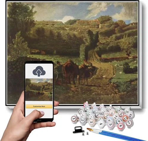 Vista 8 de Kits de pintura por números para adultos y niños, pintura de otoño por Jean-Francois Millet Arts Craft para decoración de pared del hogar