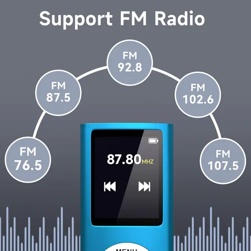 Vista 7 de Reproductor de MP3 con Bluetooth 5.2, reproductor de música portátil con tarjeta de memoria de 32 GB, auriculares estéreo, grabadora de voz, video