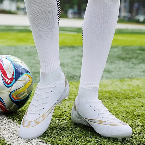 Vista 5 de UYO Men's Soccer Shoes Football Cleats Outdoor High-Tops Lace-Up Non-Slip Spikes AGFG Boots