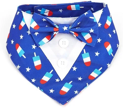 Vista 8 de Collar de perro de esmoquin para boda, compromiso y cumpleaños, collar bandana formal para perro disfraz con corbata de moño y hebilla ajustable
