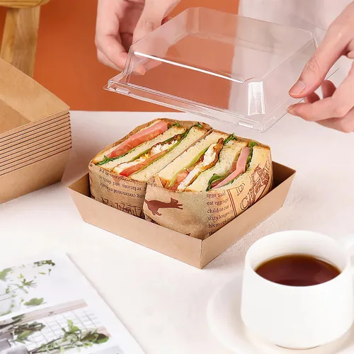 Vista 4 de BUIYLV Paquete de 50 cajas de charcutería con tapas transparentes, cajas de postre marrones de 4 pulgadas para llevar, mini cajas de charcutería