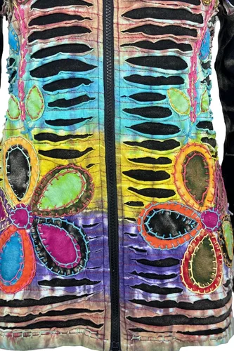Vista 43 de Agan Traders Chaquetas bohemias con cremallera para mujer, con parches de teñido anudado, sudaderas ligeras con capucha para mujer 2025