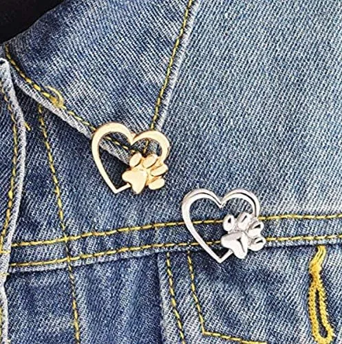 Vista 4 de RUIZHEN Broche con diseño de corazón de amor con huella de perro