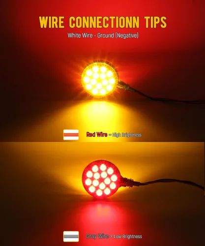 Vista 3 de Partsam 2 luces de pedestal redondas cromadas de doble cara de 3 pulgadas, color rojo/ámbar, 30 LED selladas, lente transparente, montaje