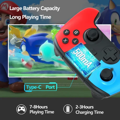 Vista 4 de Controlador de interruptor para Nintendo Switch, controlador Switch Pro para interruptor inalámbricoSwitch Lite remoto con doble vibración, eje