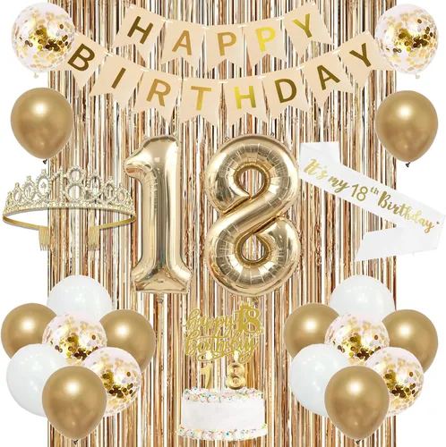 Vista 28 de Trgowaul Decoraciones de 9º cumpleaños para niñas, pancarta, banda y corona, decoración de pastel, globo de número 9, cortinas de flecos