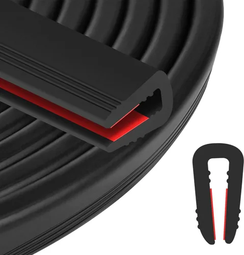 Vista 10 de ToLanbbt Canal en U de borde de goma, protector de borde de chapa autoadhesiva de 1/2 pulgada, tira de sellado EPDM para puertas de automóvil