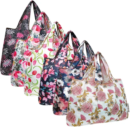 Vista 22 de allydrew Bolsas grandes plegables de nailon reutilizables para comestibles, paquete de 6