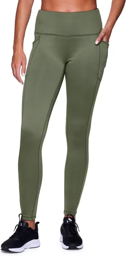 Vista 4 de Avalanche Leggings básicos de cintura alta con forro polar y bolsillos para mujer