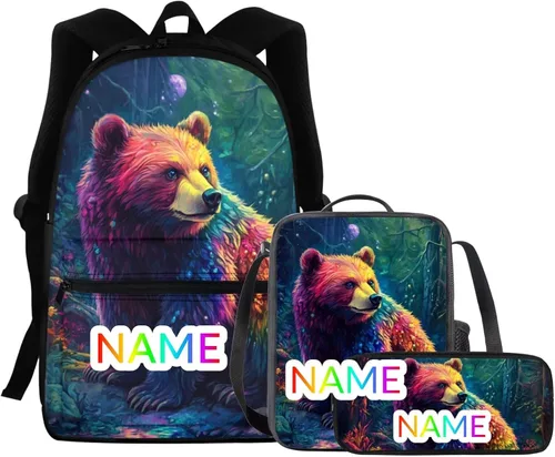 Vista 148 de FOR U DESIGNS Fuego baloncesto impreso niños escuela mochilas viaje mochila libro bolsa